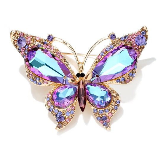 CINDY XIANG Shining Crystal Butterfly Brooches For Women Large Insect Pin Elegant Wedding Accessories 2 Colors Available